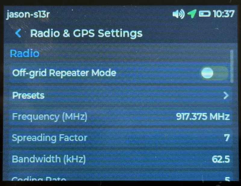 Radio settings
